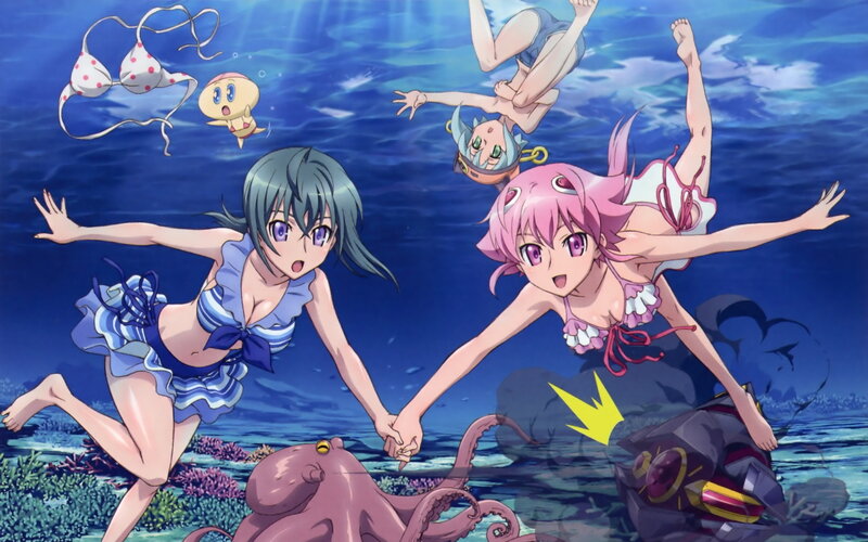 Girls Swimming Underwater — Blue