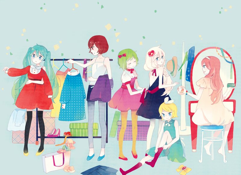 girls trying on clothes