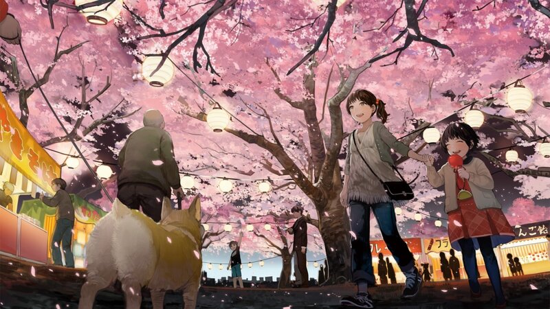 Girls under Cherry Blossoms — Pink