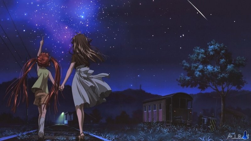 girls under starry sky