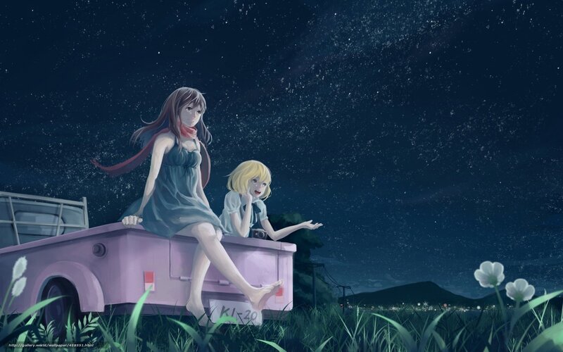 Girls under the starry sky