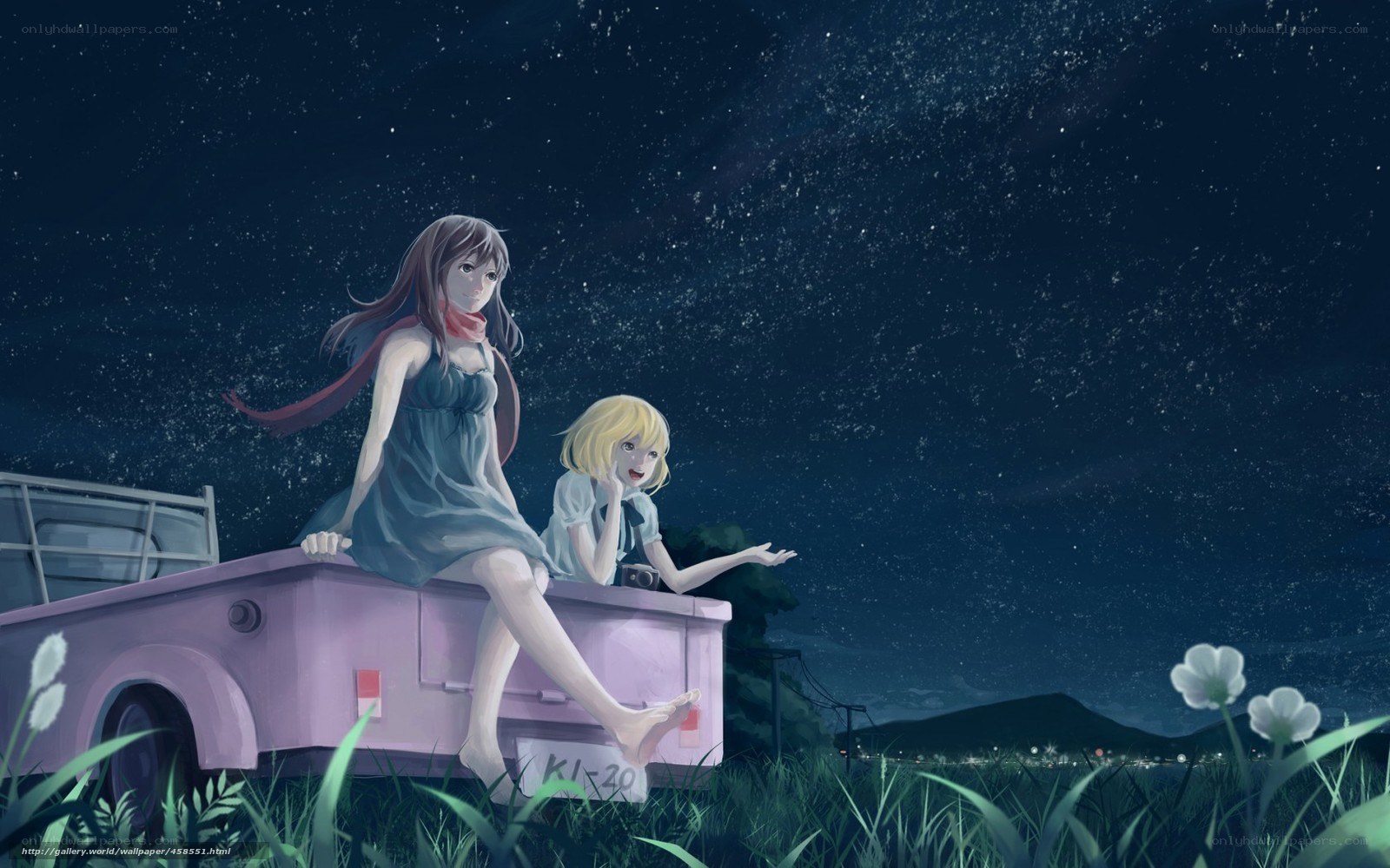 Girls under the starry sky
