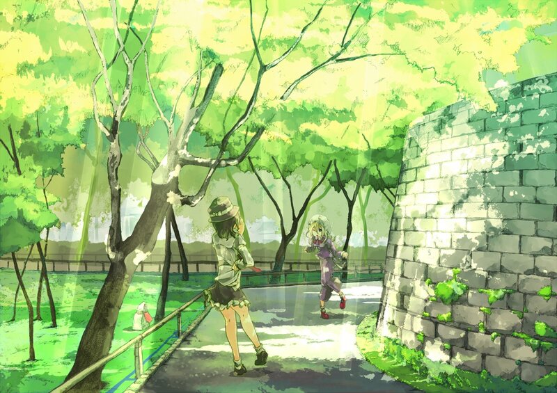 Girls walking in a park