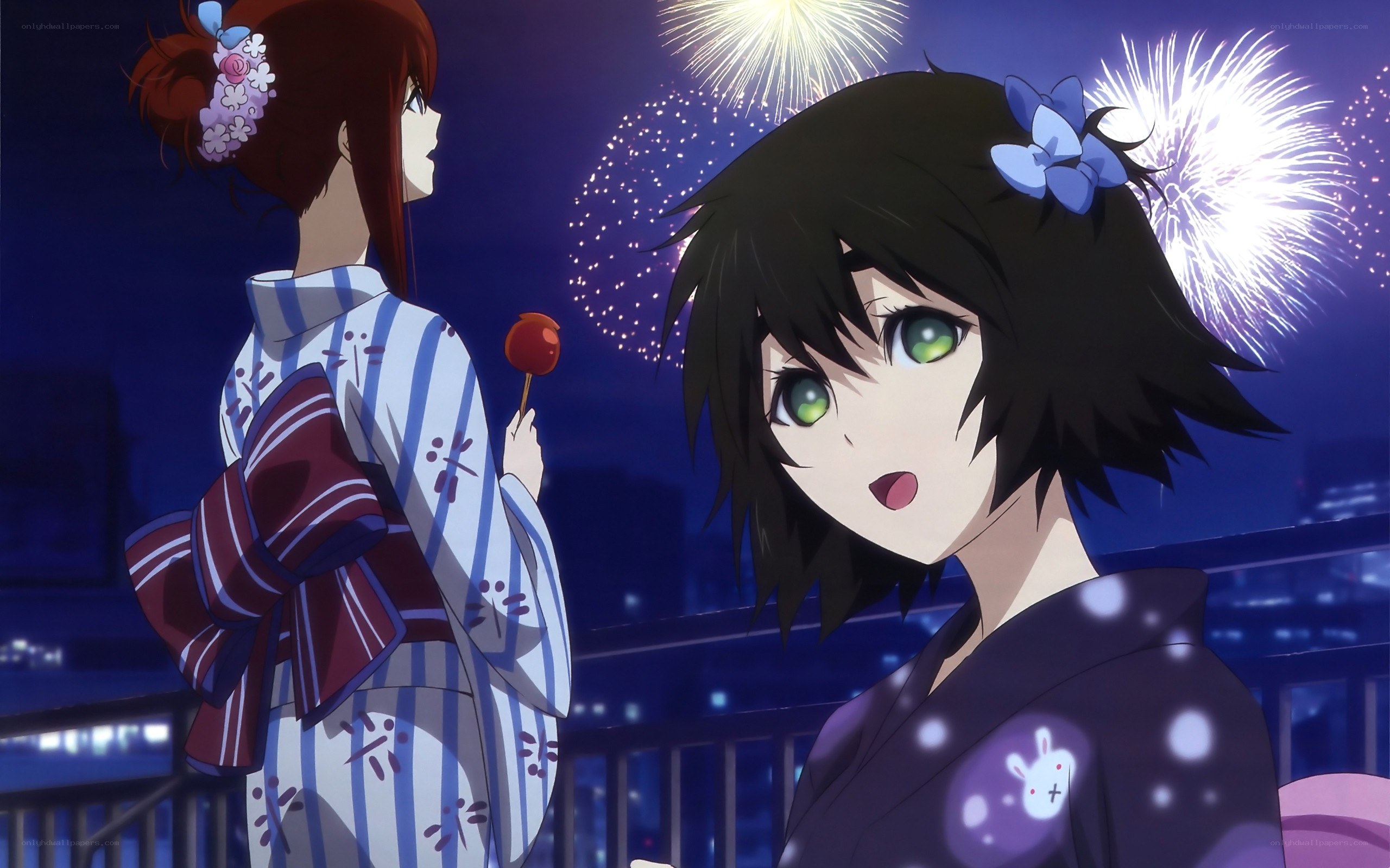 Girls watching fireworks