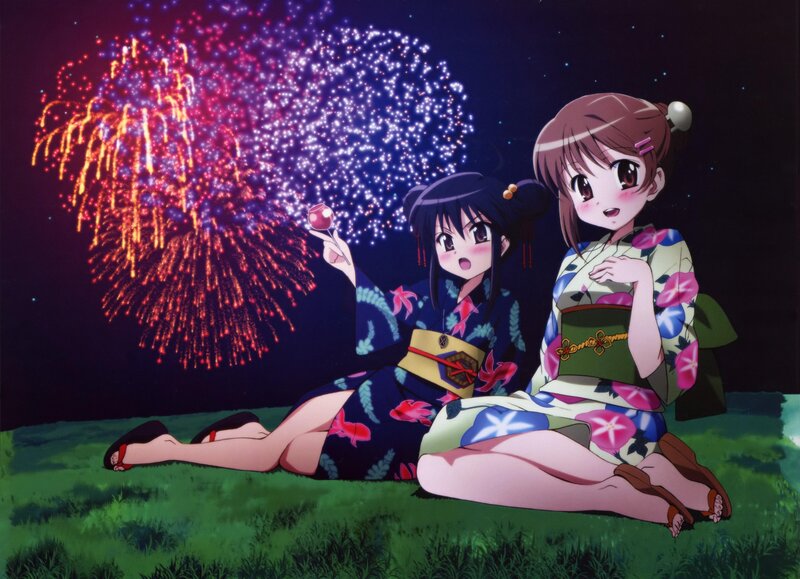 Girls watching fireworks
