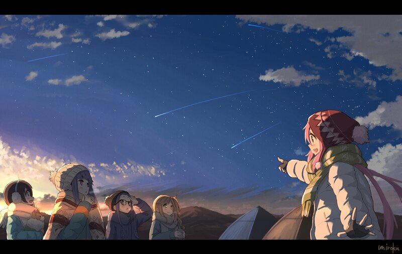 Girls Watching Meteor Shower