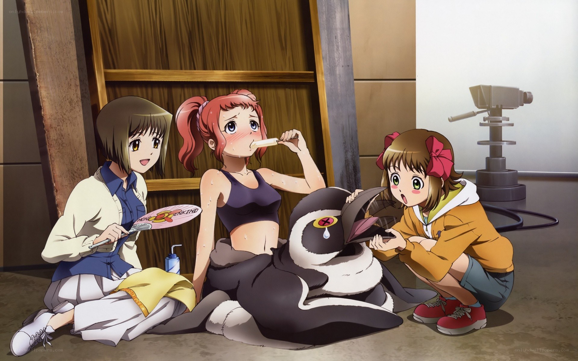 Girls with a penguin