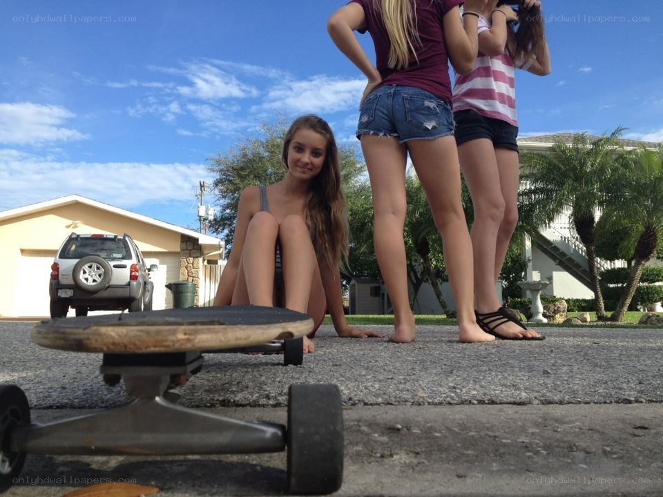 Girls with a skateboard