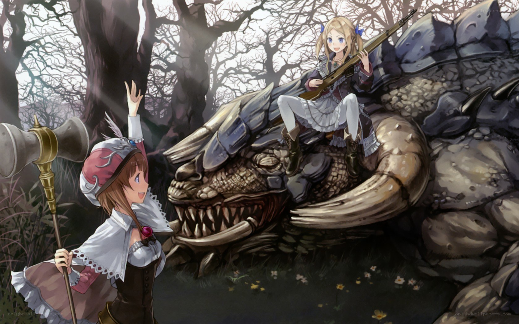Girls with a slain dragon