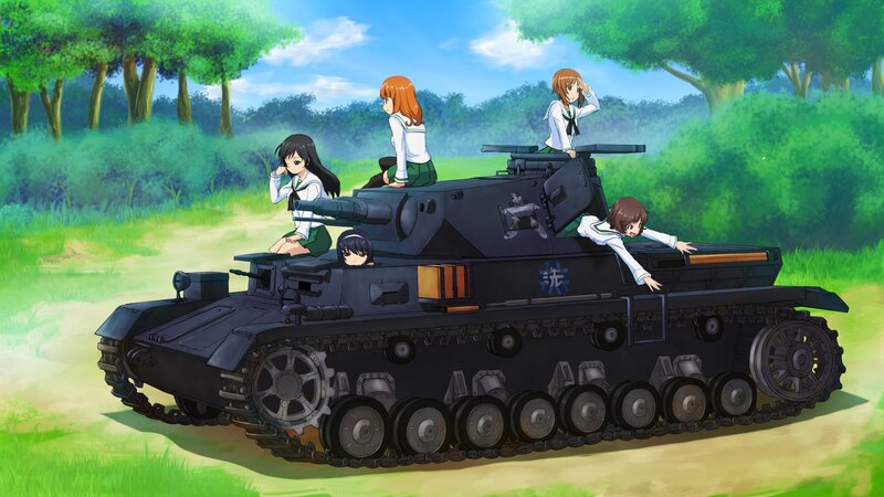 girls with a tank in the forest