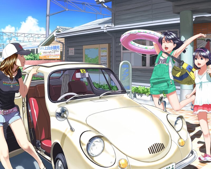 Girls with Car and Floatie