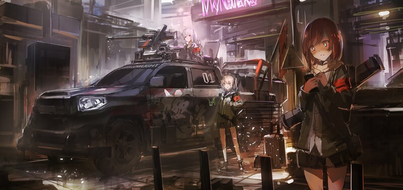 Girls with Military Vehicle