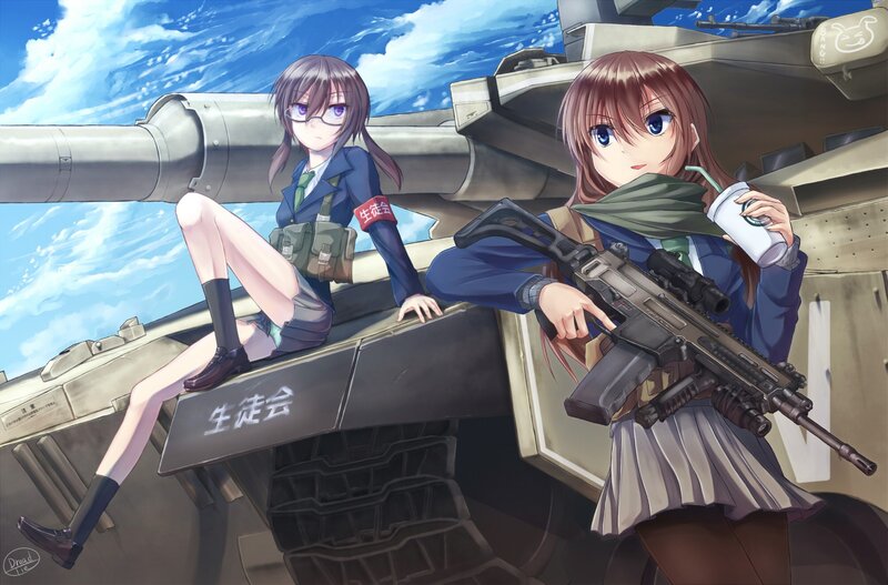 Girls with Tank and Rifle