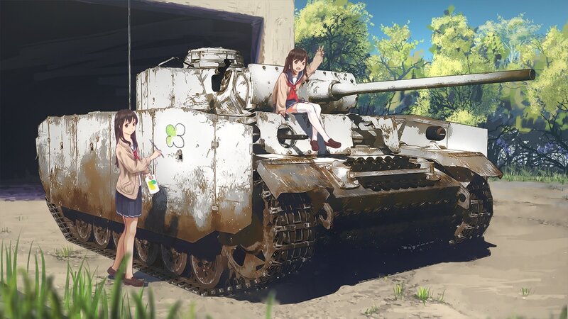 Girls with Tank — Green