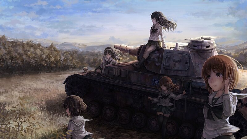 Girls with Tank in Field — Blue