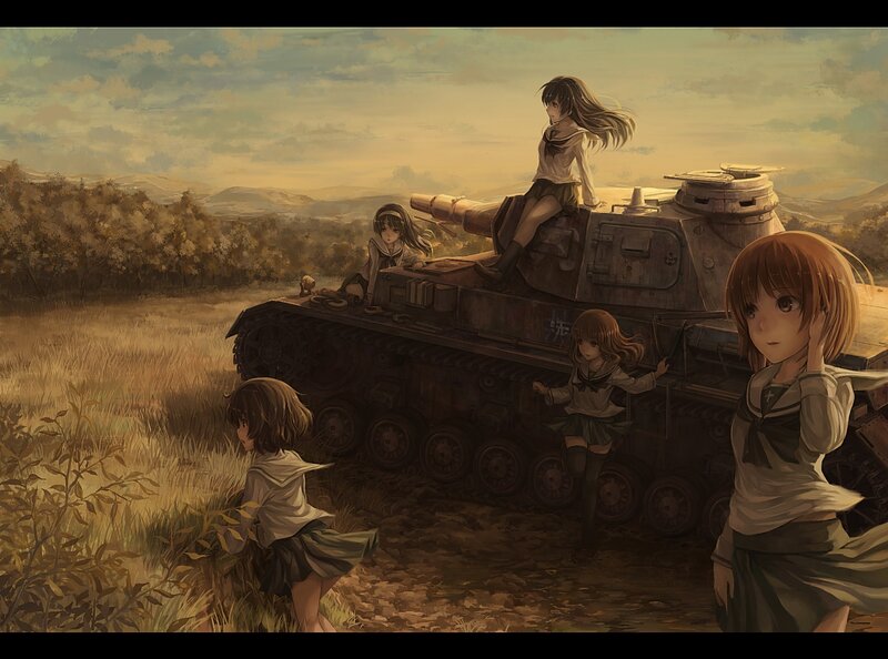 Girls with Tank in Field