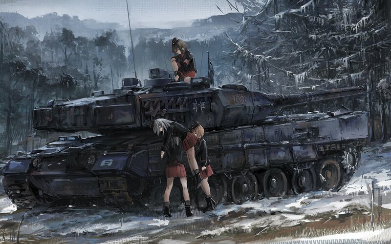 Girls with Tanks in Forest