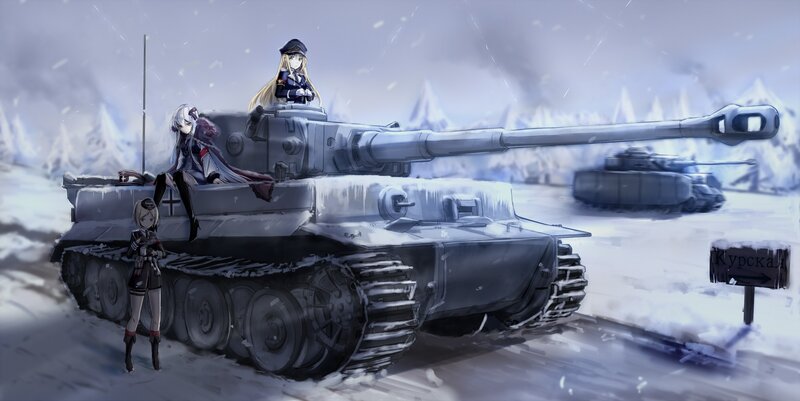 Girls with Tanks in Snow — Gray
