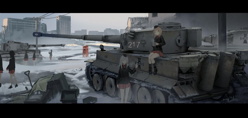Girls with Tanks in Snow