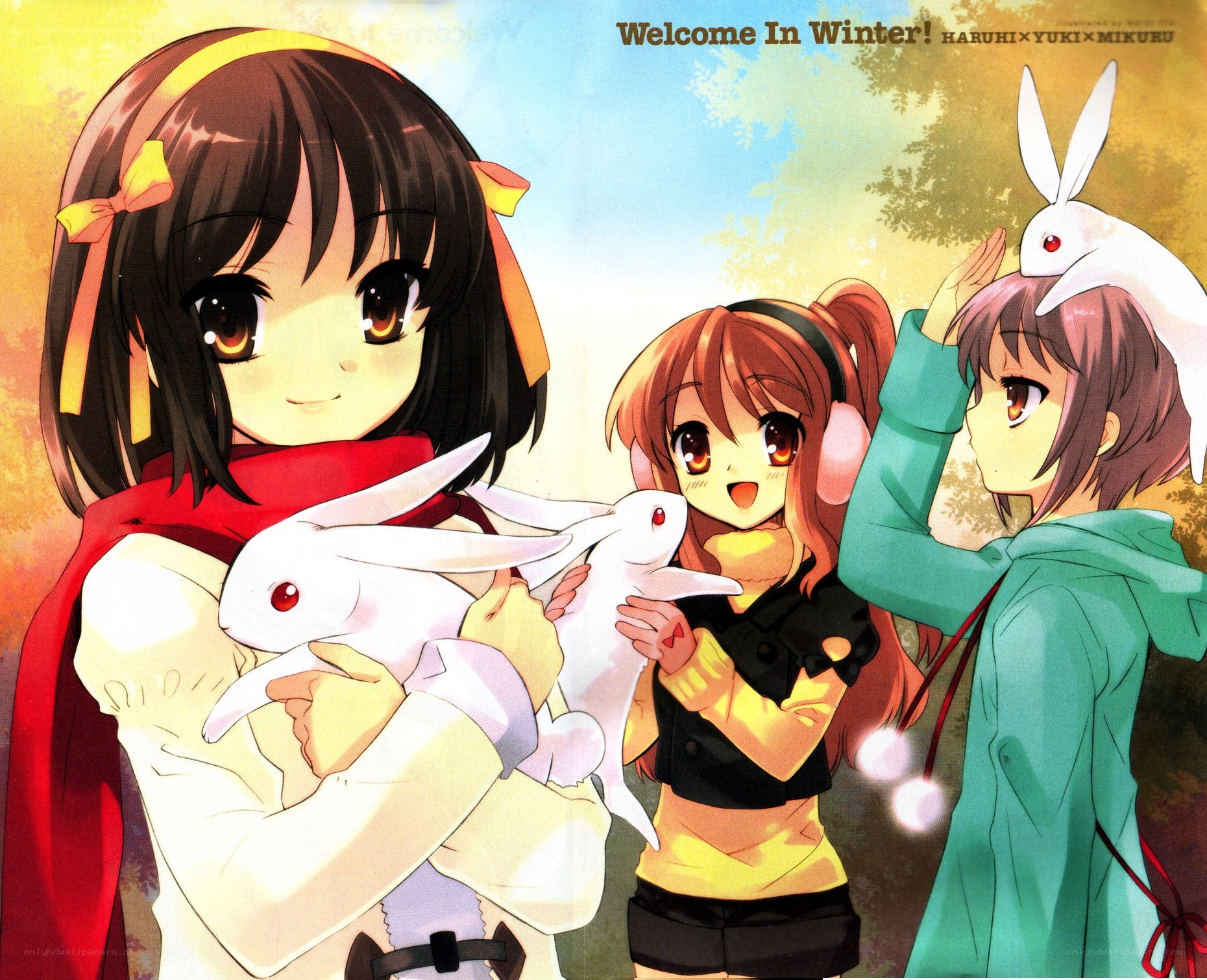 Girls with white rabbits