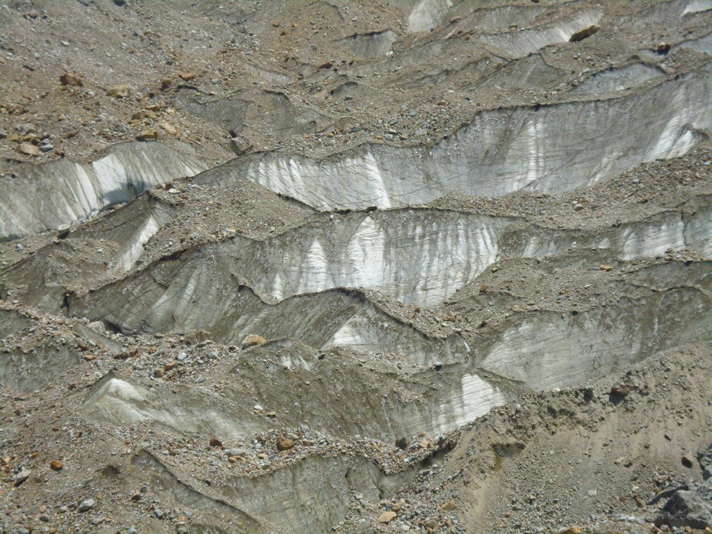 Glacial ice layers with debris