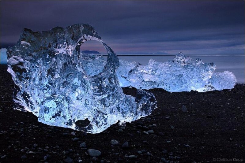 Glacial Ice on Black Sand