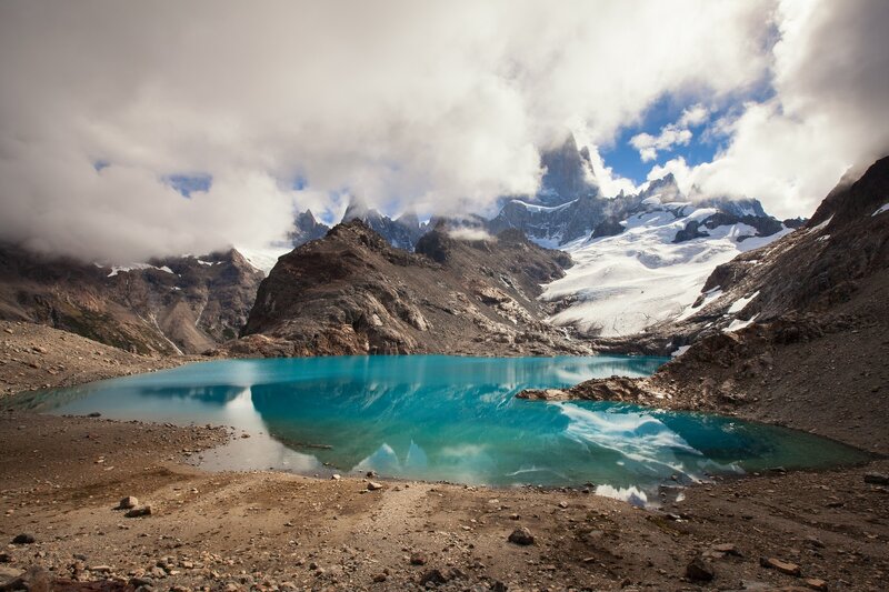 Glacial Lake and Mountain — Blue, Dramatic