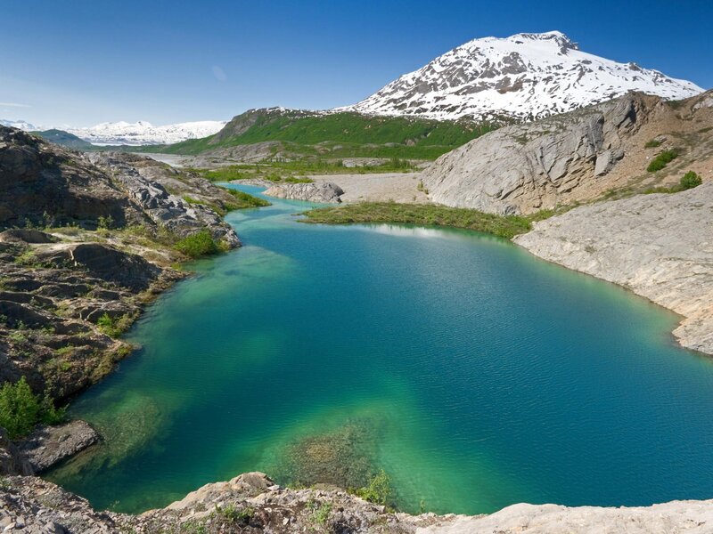 Glacial Lake and Mountain — Blue