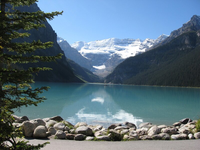 Glacial Lake and Mountains — Blue, Serene, Afternoon