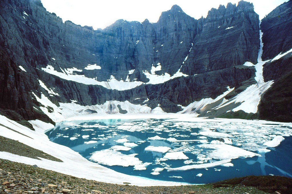 glacial lake in mountain basin