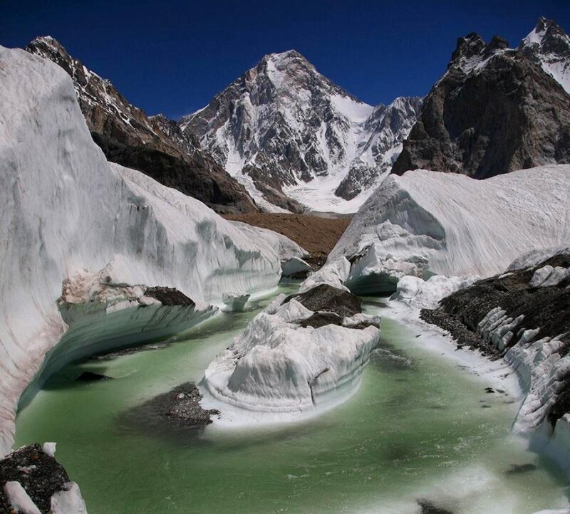 Glacial Lake in Mountain Valley — White