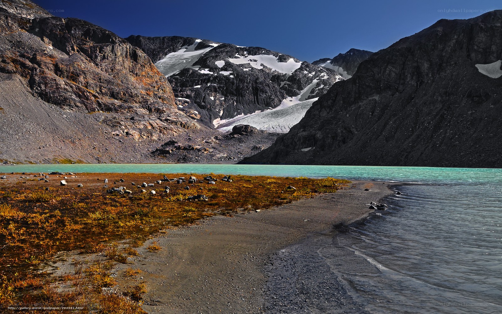 Glacial lake in mountain valley