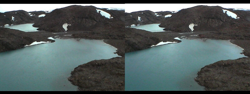 Glacial lake in mountainous terrain