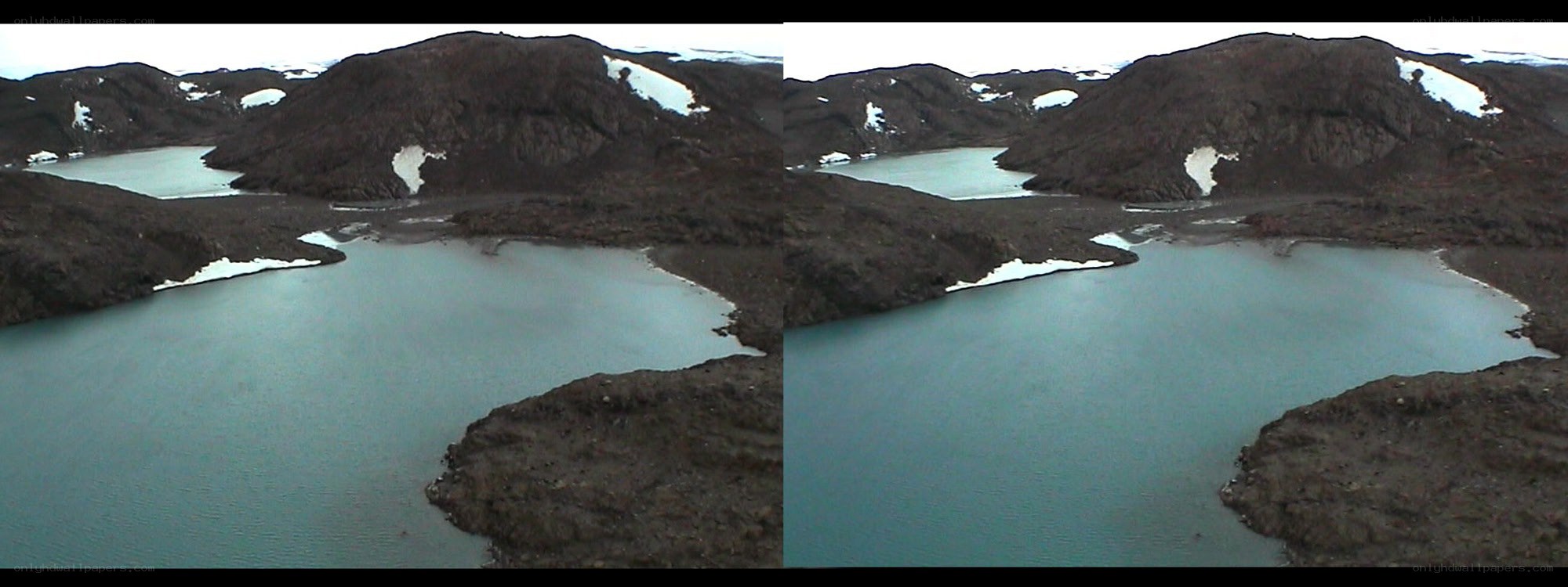 Glacial lake in mountainous terrain