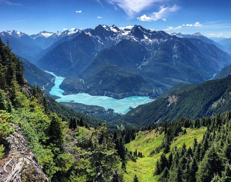 Glacial Lake in Mountains — Blue, Serene, Afternoon, Photograph, Forest, River