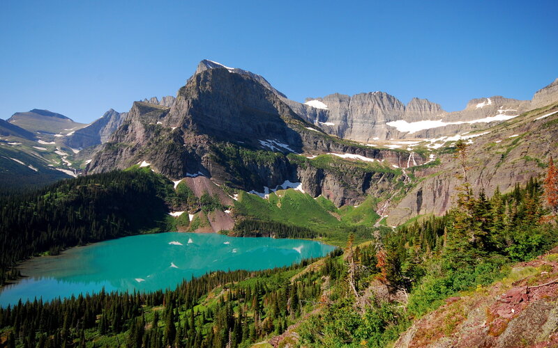 Glacial Lake in Mountains — Blue