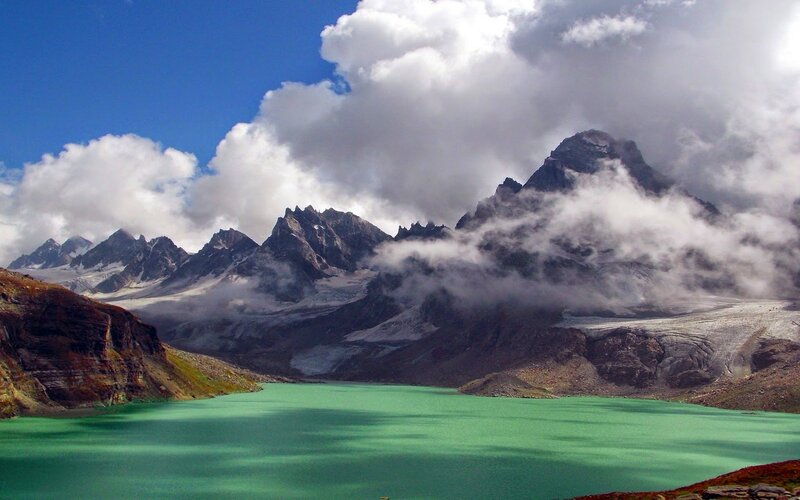 Glacial Lake in Mountains — Green, Dramatic