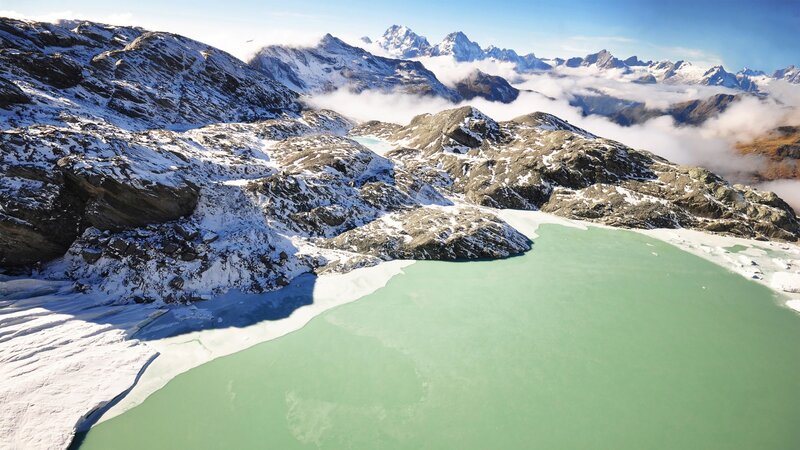 Glacial Lake in Mountains — Green, Serene, Afternoon, Photograph