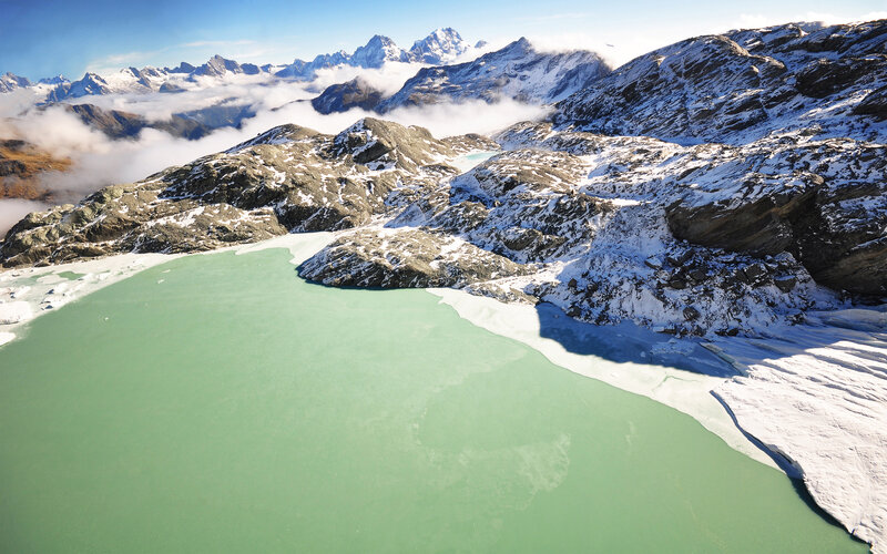 Glacial Lake in Mountains — Green