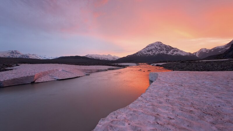 Glacial River at Sunset