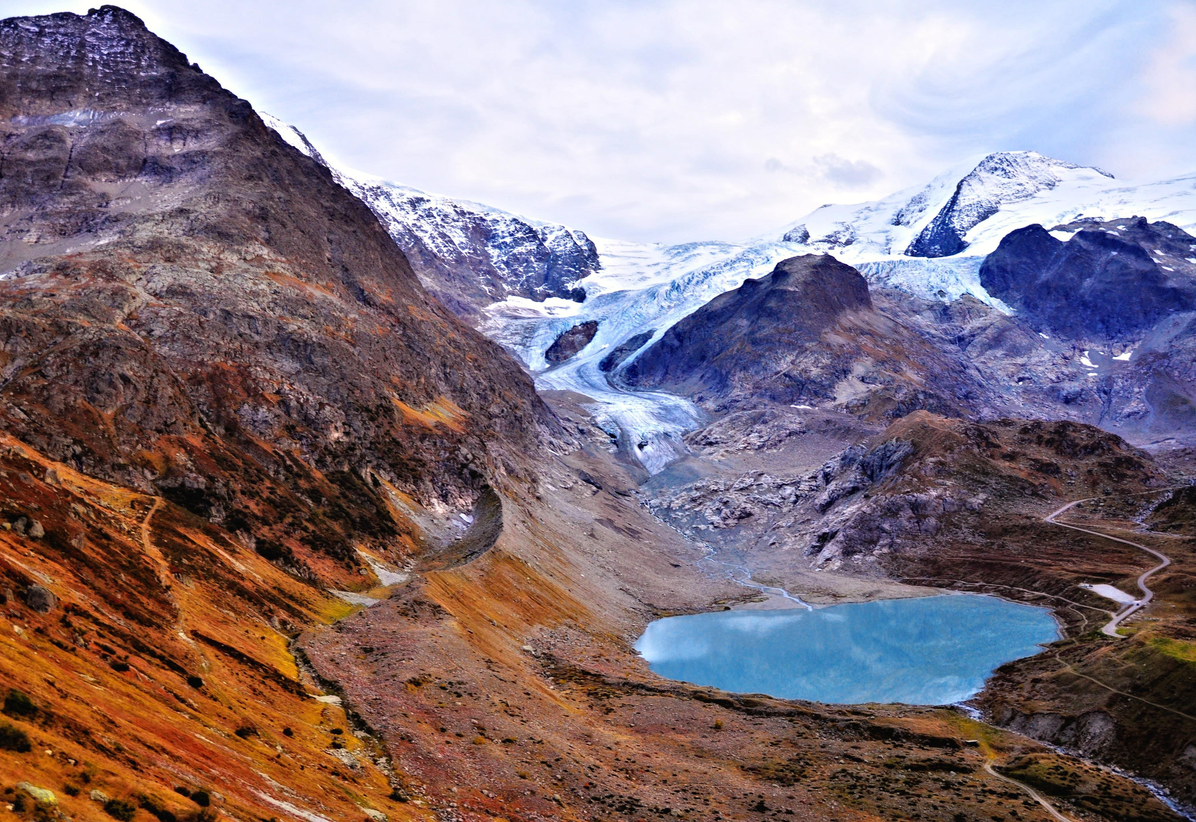 Glacier and alpine lake landscape