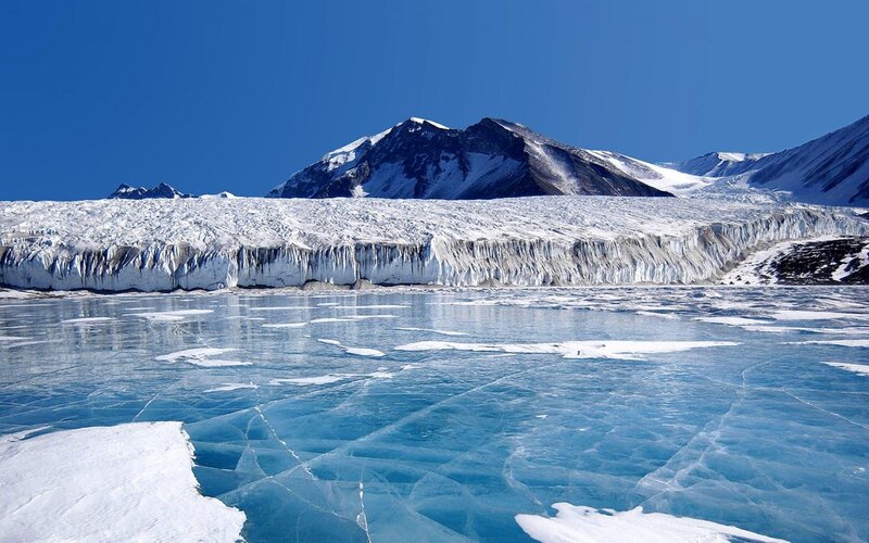 Glacier and ice field landscape