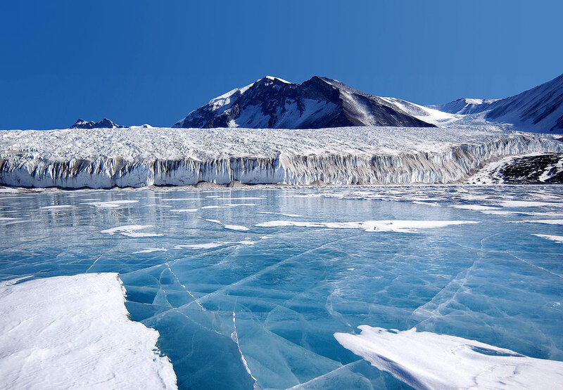 Glacier and ice field landscape