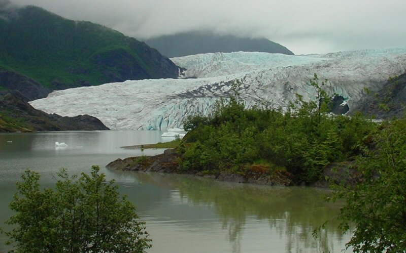 Glacier and Lake — Green, Overcast