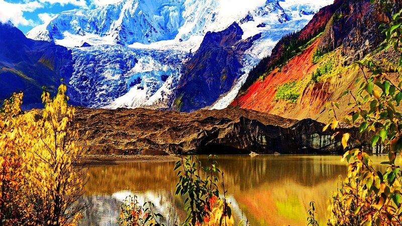 Glacier and Lake Landscape — Blue