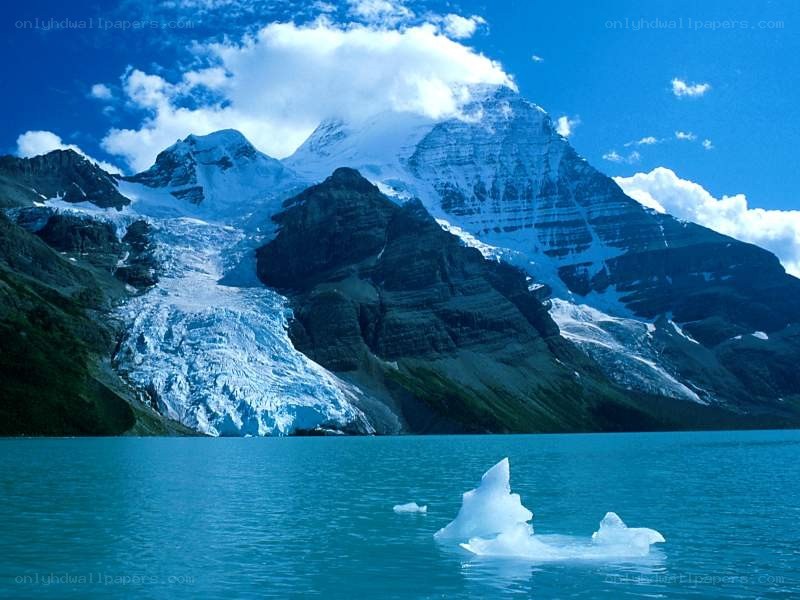 glacier and mountain lake