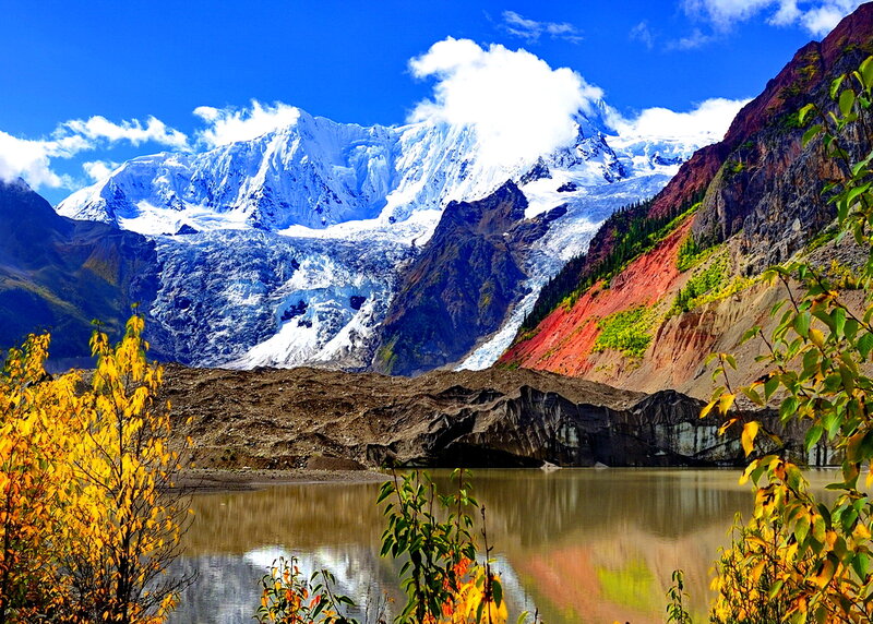 Glacier and Mountain Lake — Blue, Serene