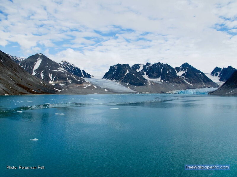 Glacier and Mountain Lake — Blue