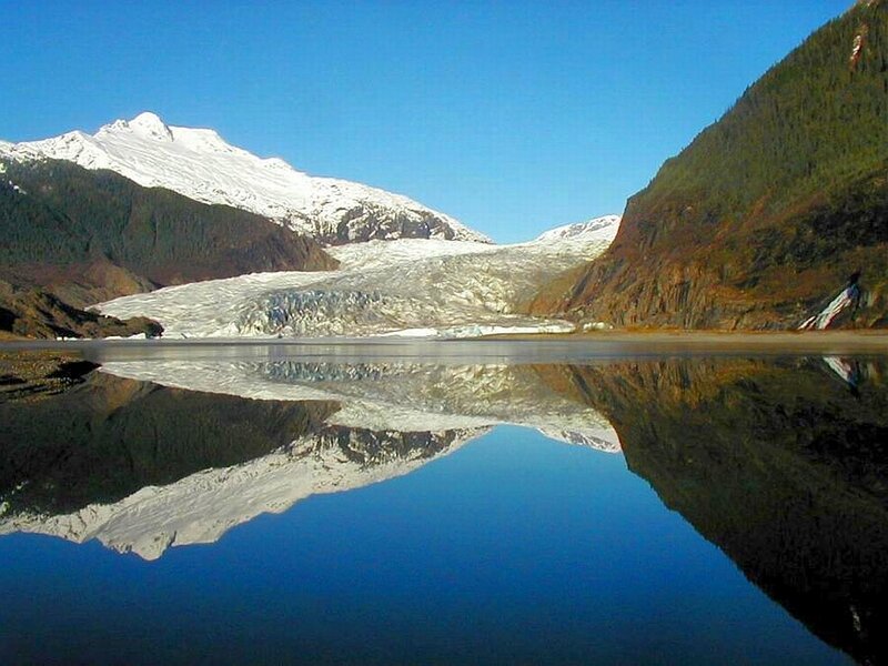 Glacier and Mountain Reflection — Blue