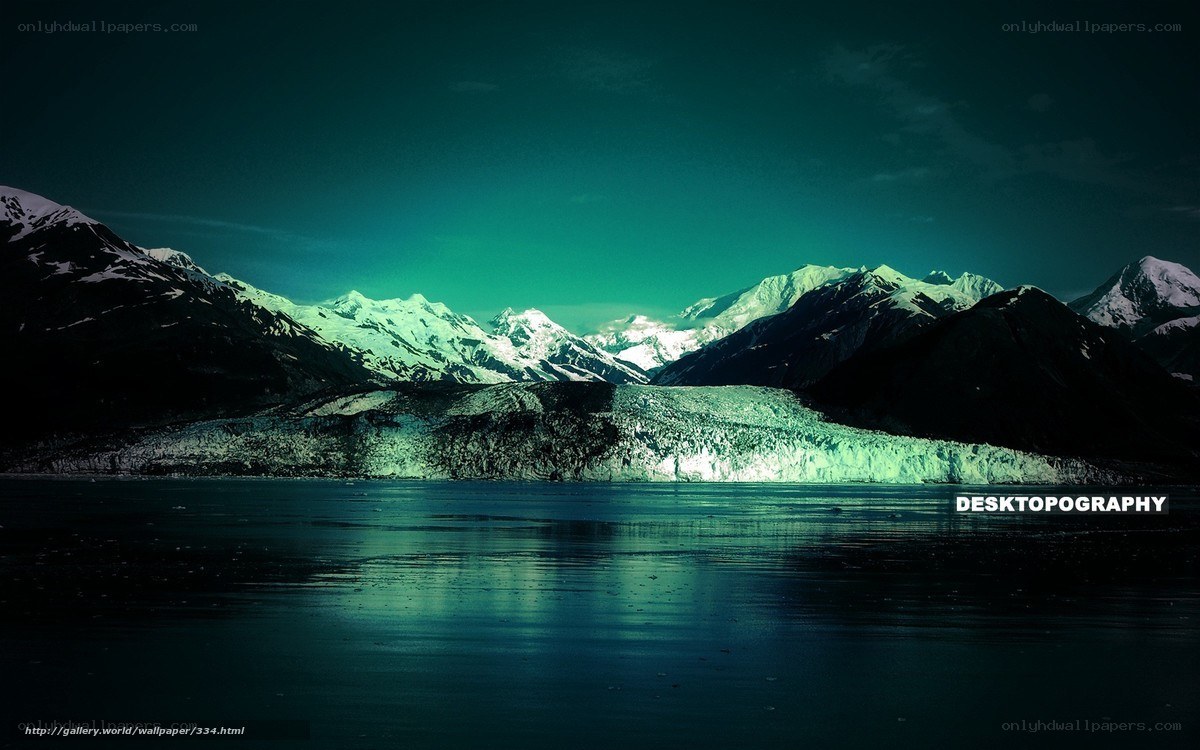 Glacier and mountains at night